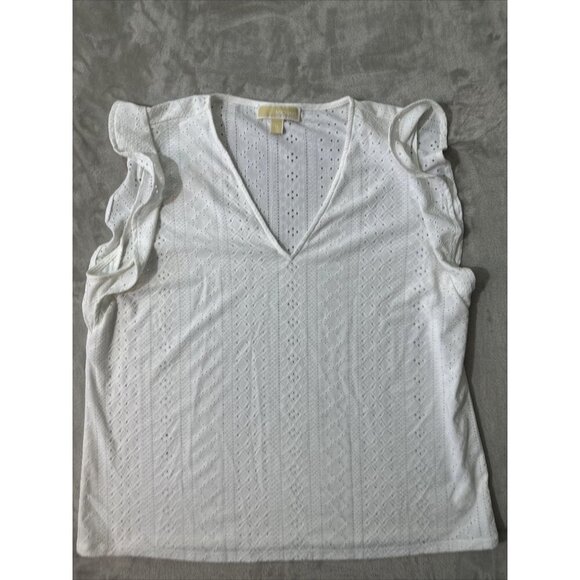 Women’s Michael Kors Blouse White V-Neck Size Xl - Picture 3 of 13